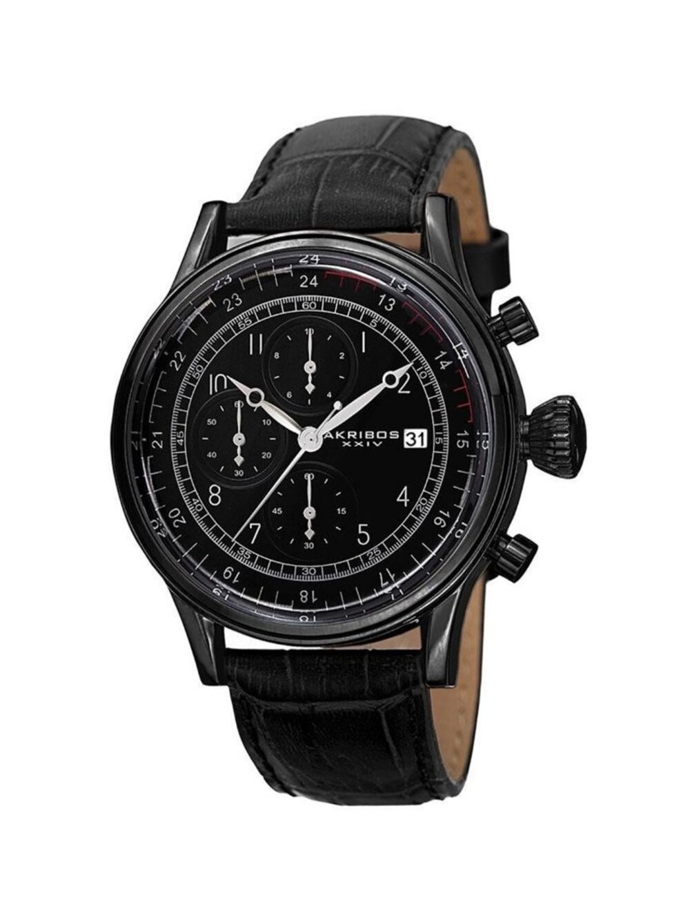 NWT Akribos XXIV Chronograph Quartz Black Dial Men's Watch